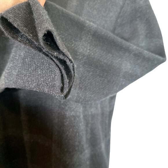 Eileen Fisher Plaid Merino Wool Open Front Long Jacket Cardigan Grey Black Small - Picture 7 of 11